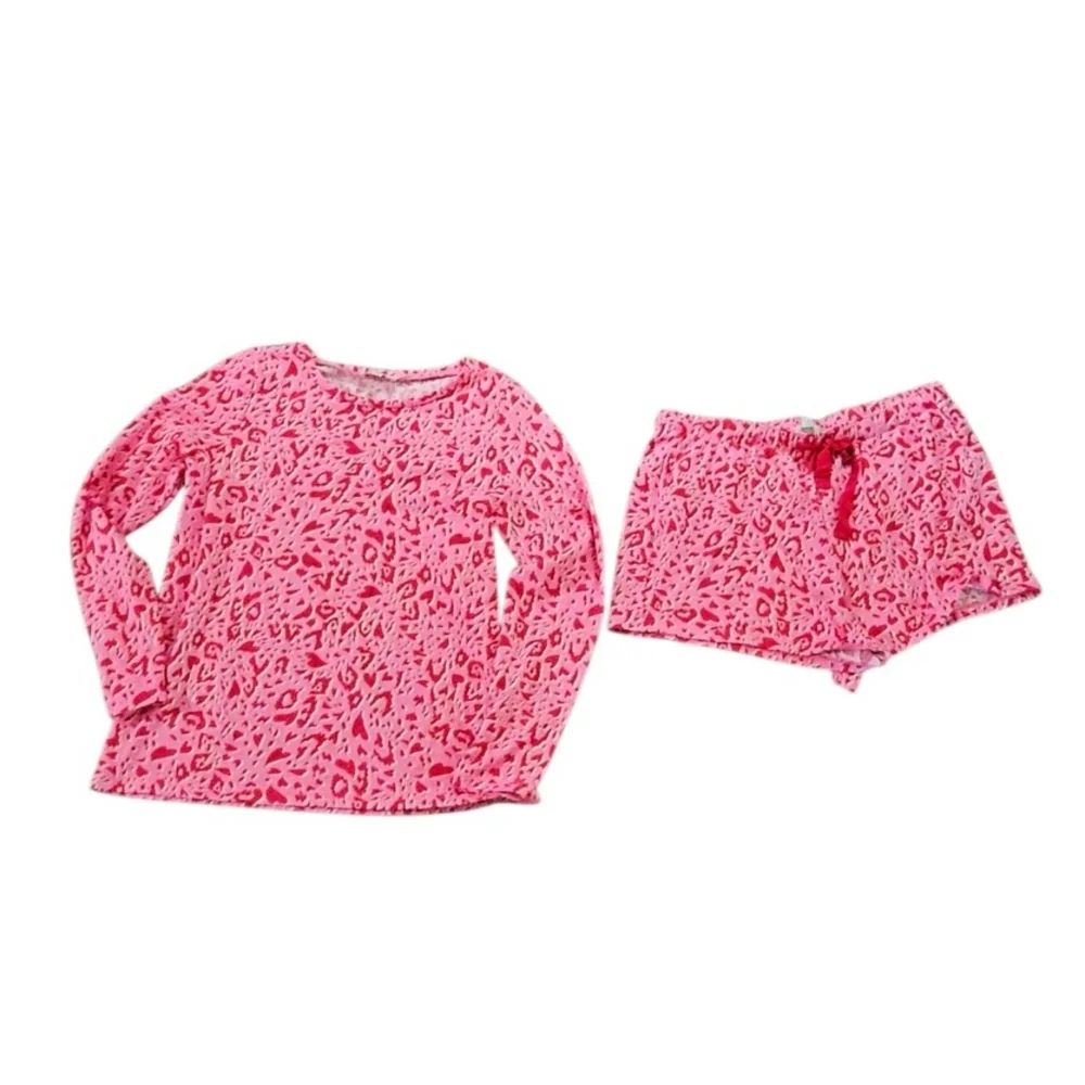 Loft Outlet Sleepwear Set Red & Pink Animal Print/Hearts Top Size S, Shorts M - Picture 9 of 15